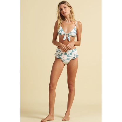 Billabong White and Blue Ruffle Floral Bikini Bottoms