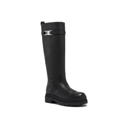 Salvatore Ferragamo Black Calfskin Over The Knee Boots