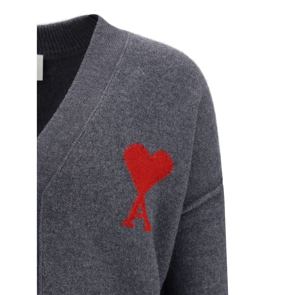 Ami De Coeur Gray Fleece Wool Cardigan