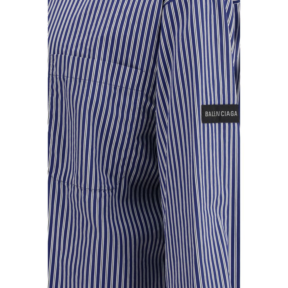 Balenciaga Blue & White Cotton Striped Shirt