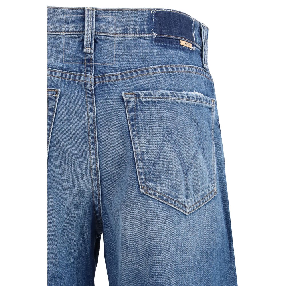 Mother Denim The Rerun Zip Sneak Jeans - Blue Cotton Flared