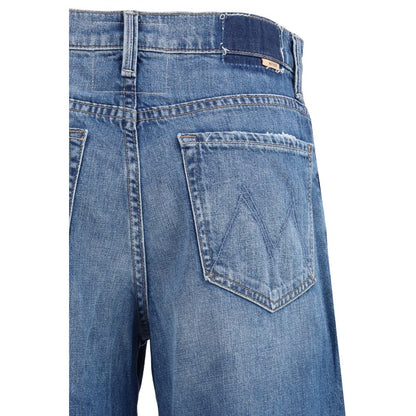 Mother Denim The Rerun Zip Sneak Jeans - Blue Cotton Flared