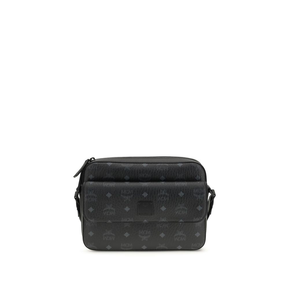 MCM Black Fabric Shoulder Bag - Aren Messenger Crossbody Bag