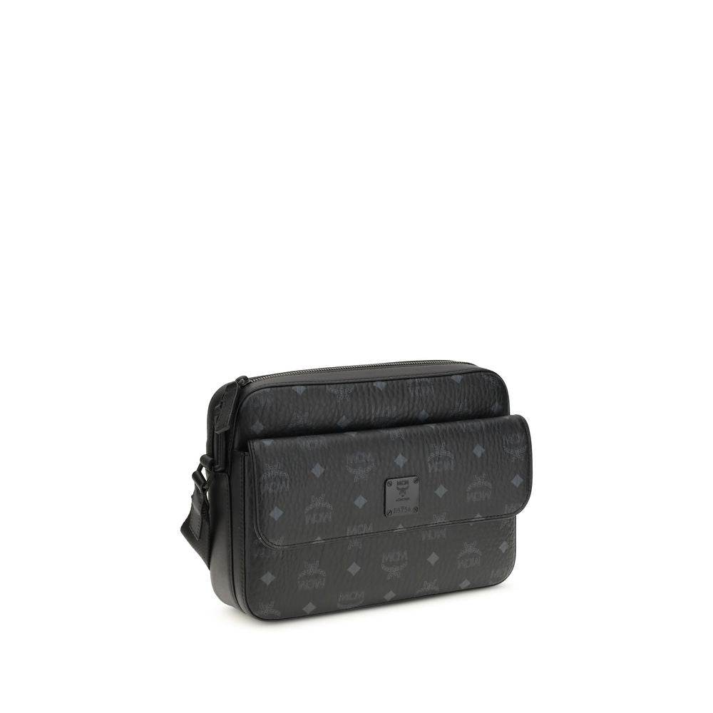 MCM Black Fabric Shoulder Bag - Aren Messenger Crossbody Bag
