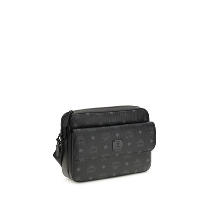 MCM Black Fabric Shoulder Bag - Aren Messenger Crossbody Bag