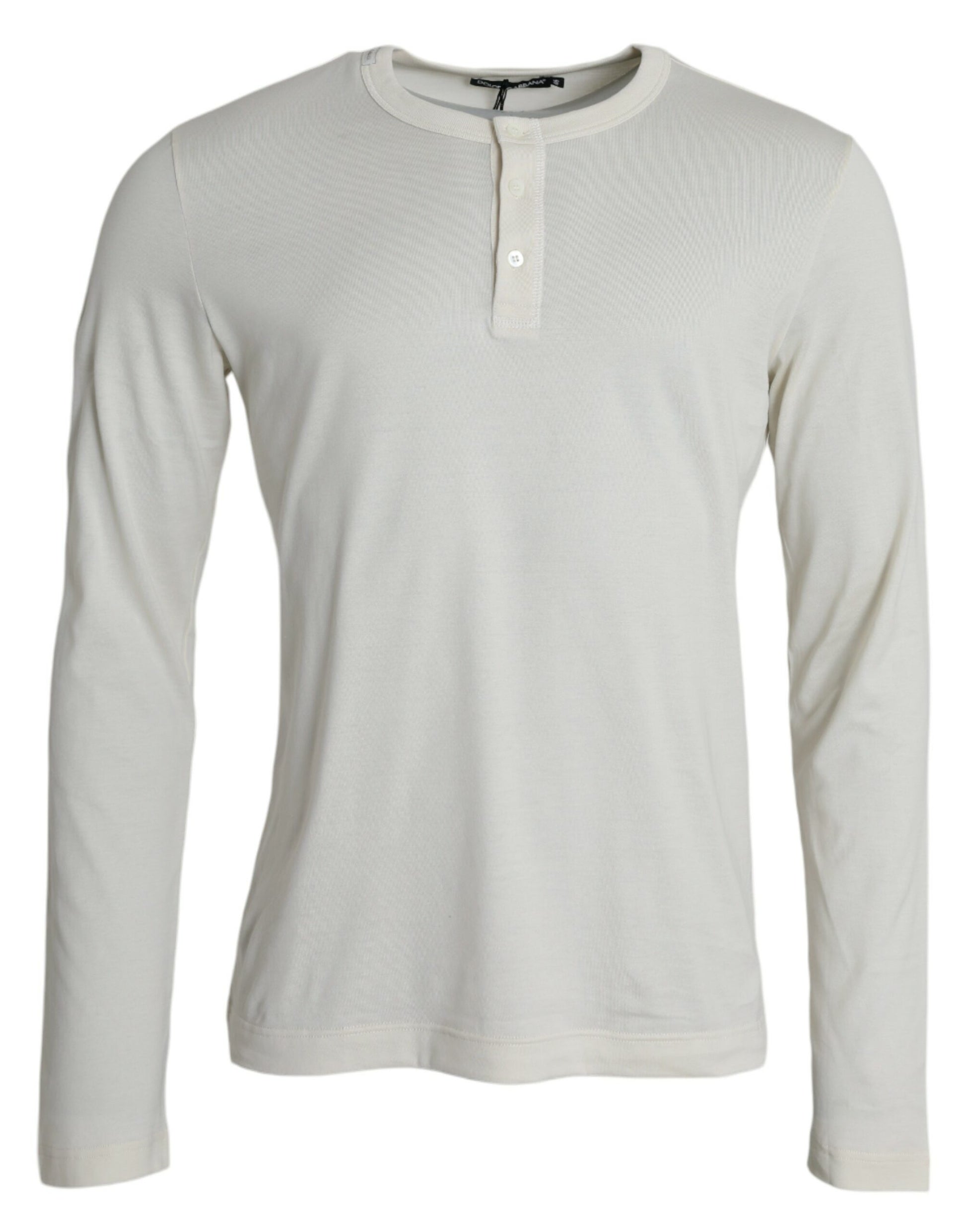 Dolce & Gabbana White Cotton Long Sleeve T-Shirt