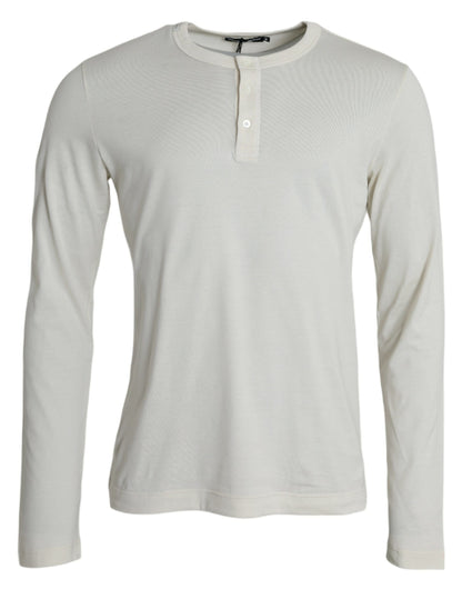 Dolce & Gabbana White Cotton Long Sleeve T-Shirt