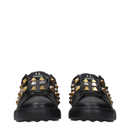 Valentino Garavani Black Leather Sneakers with Studs