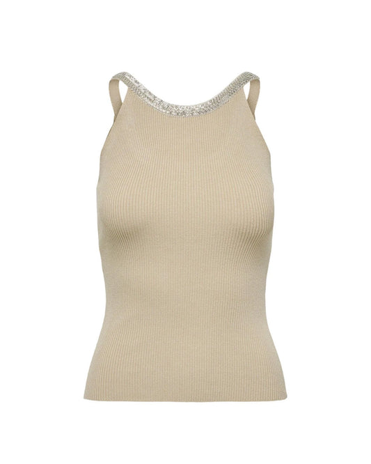 Only Beige Nylon Elastane Tank Top