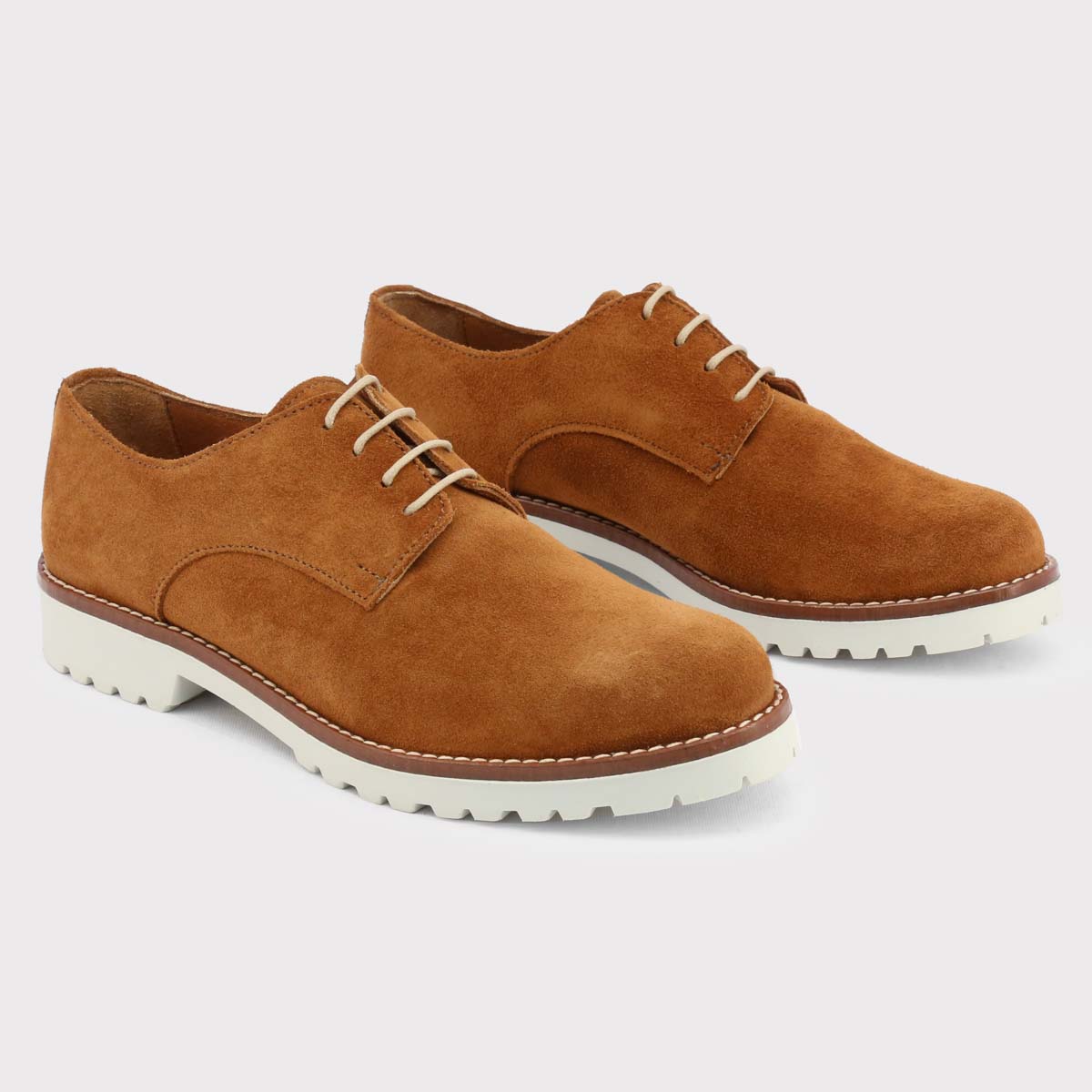 Italian Brown Suede Leather Oxfords for Women