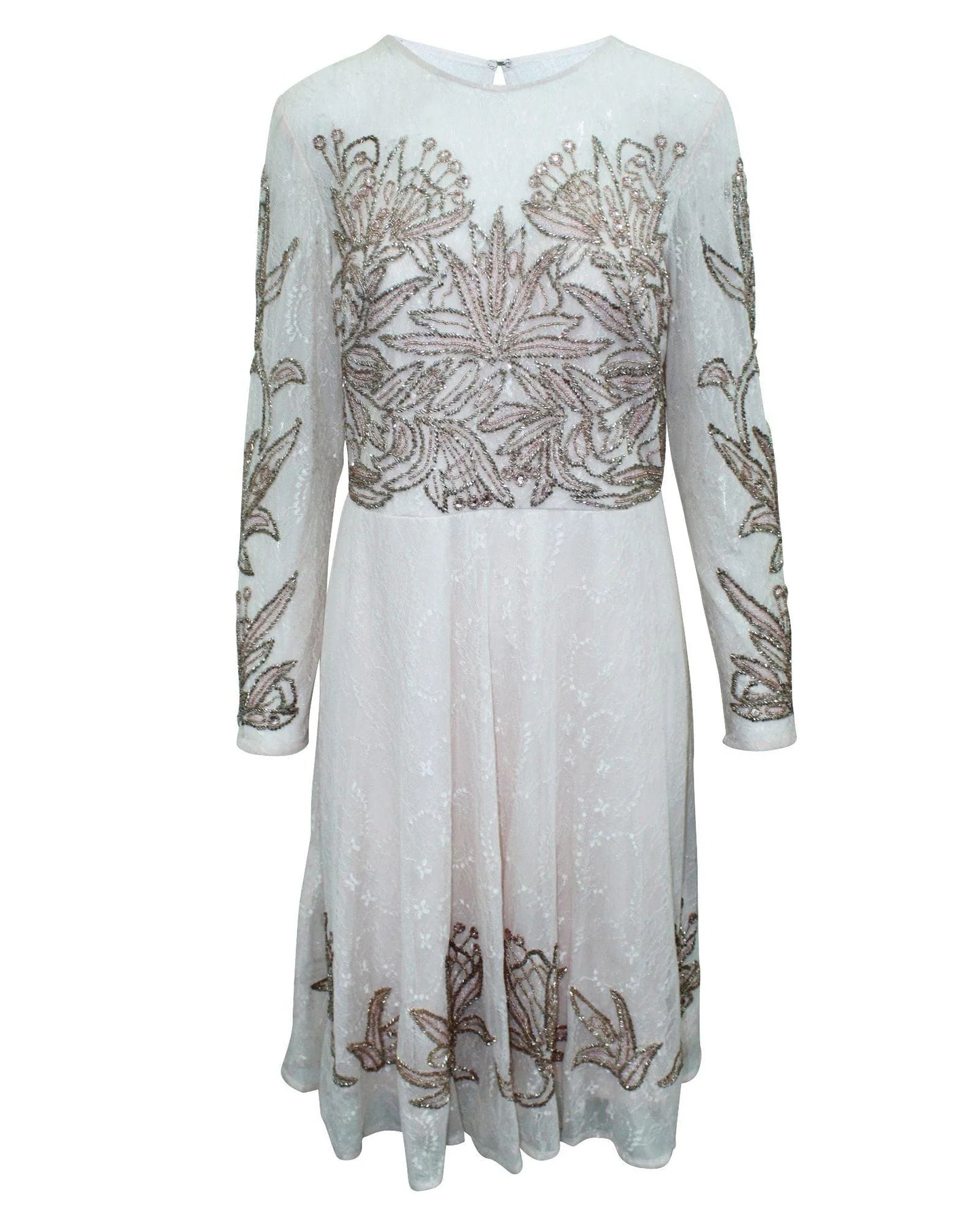 Aidan Mattox Silk Beaded Long Sleeved Cocktail Dress
