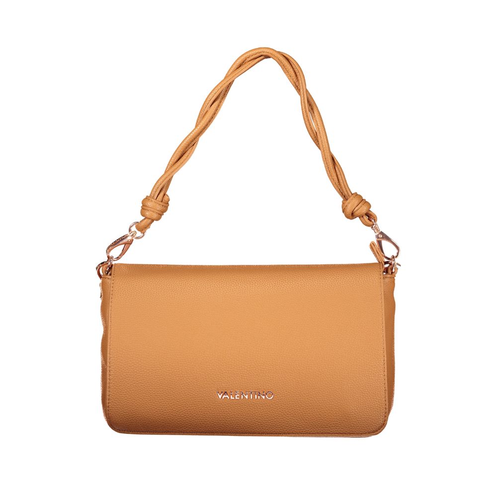 Mario Valentino Marrone Smooth Leather Handbag with Gold Accents