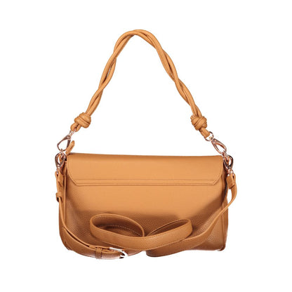 Mario Valentino Marrone Smooth Leather Handbag with Gold Accents