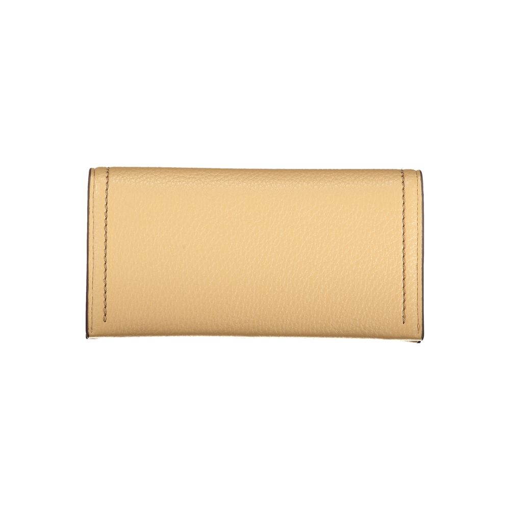 Mario Valentino Beige Leather-Finish Women Wallet with Coin Pouch