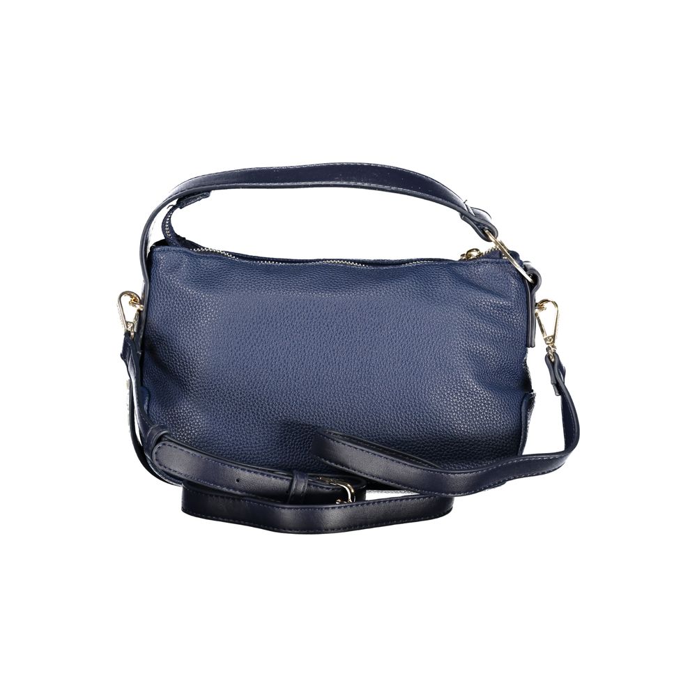 Mario Valentino Blue Smooth Leather Handbag with Signature Logo