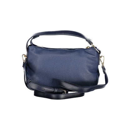 Mario Valentino Blue Smooth Leather Handbag with Signature Logo