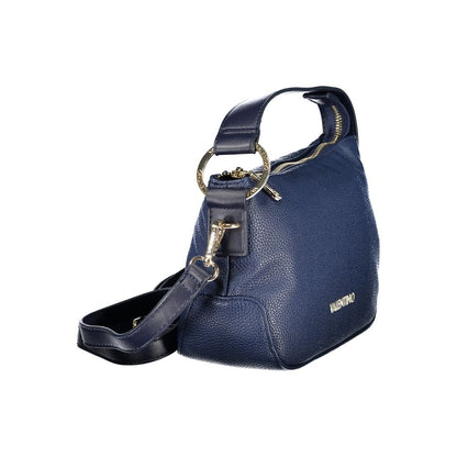 Mario Valentino Blue Smooth Leather Handbag with Signature Logo