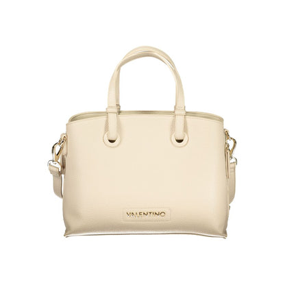 Mario Valentino Beige Leather Handbag with Signature Logo