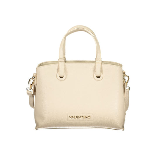 Mario Valentino Beige Leather Handbag with Signature Logo