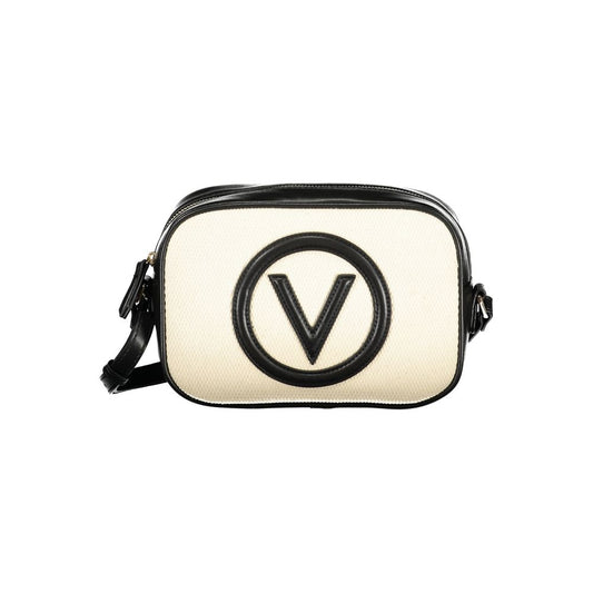 Mario Valentino Beige Cotton Shoulder Bag with Contrasting Details