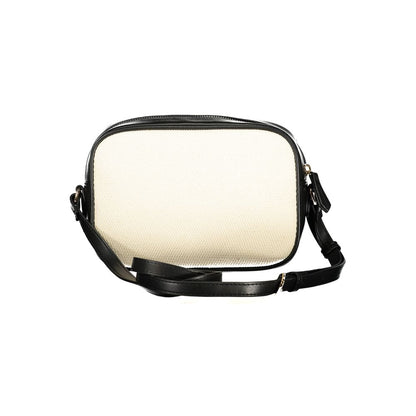 Mario Valentino Beige Cotton Shoulder Bag with Contrasting Details