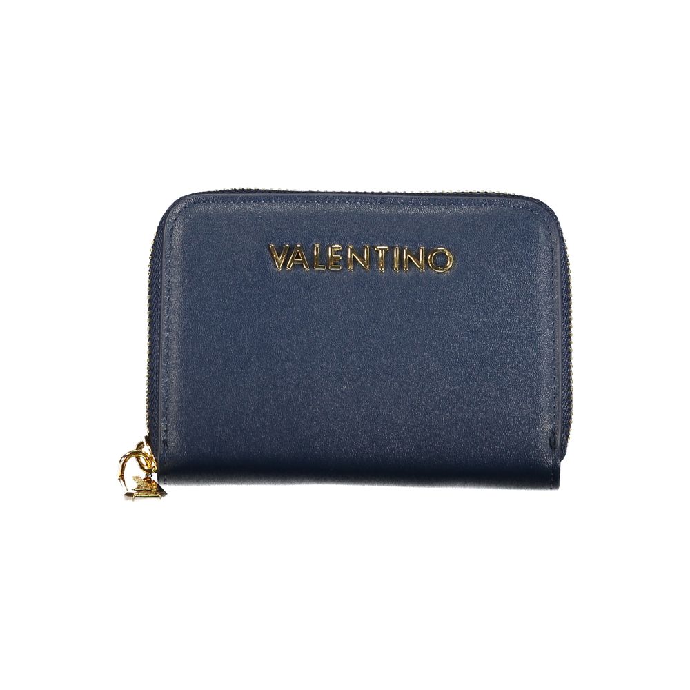 Mario Valentino Blue Leather Wallet with Zip Closure