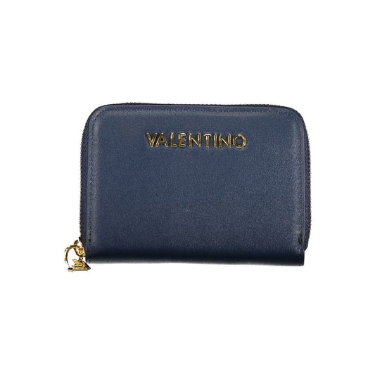 Mario Valentino Blue Leather Wallet with Zip Closure