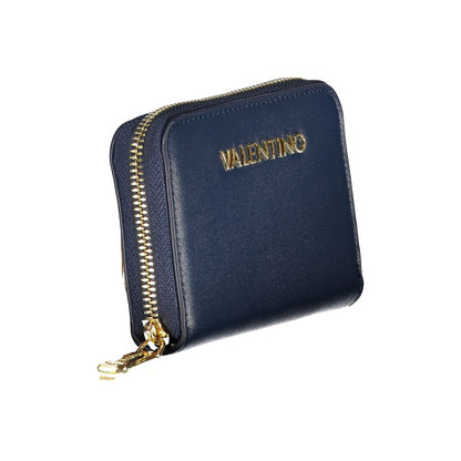 Mario Valentino Blue Leather Wallet with Zip Closure