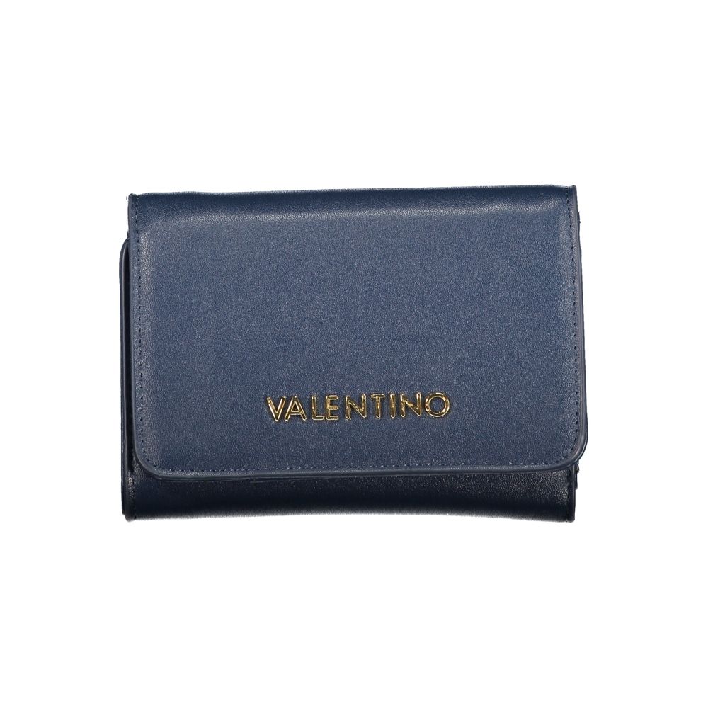 Mario Valentino Blue Smooth Leather Wallet with Gold Logo