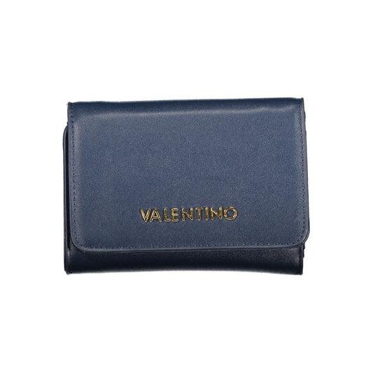 Mario Valentino Blue Smooth Leather Wallet with Gold Logo