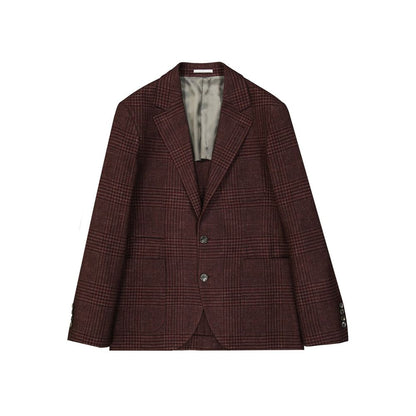 Brunello Cucinelli Brown Plaid Wool Coat