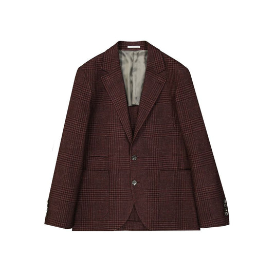 Brunello Cucinelli Brown Plaid Wool Coat