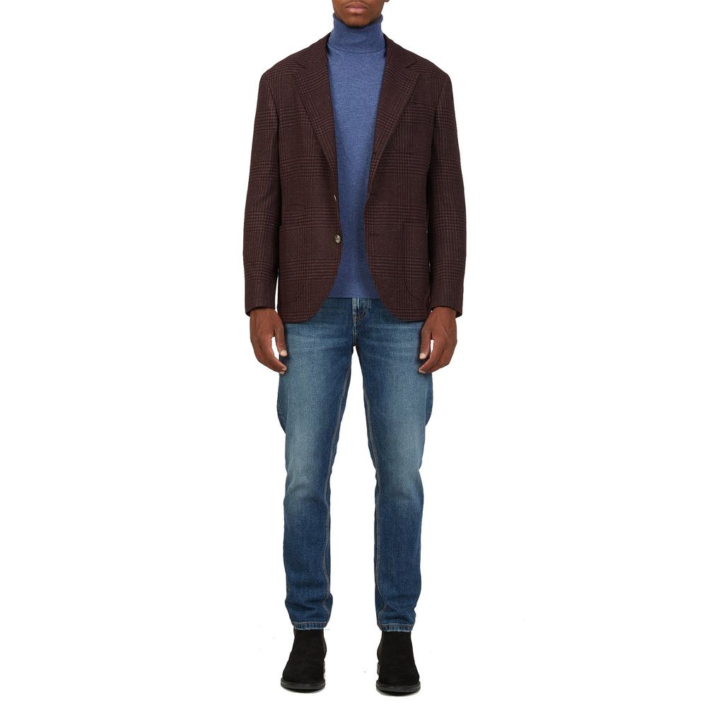 Brunello Cucinelli Brown Plaid Wool Coat