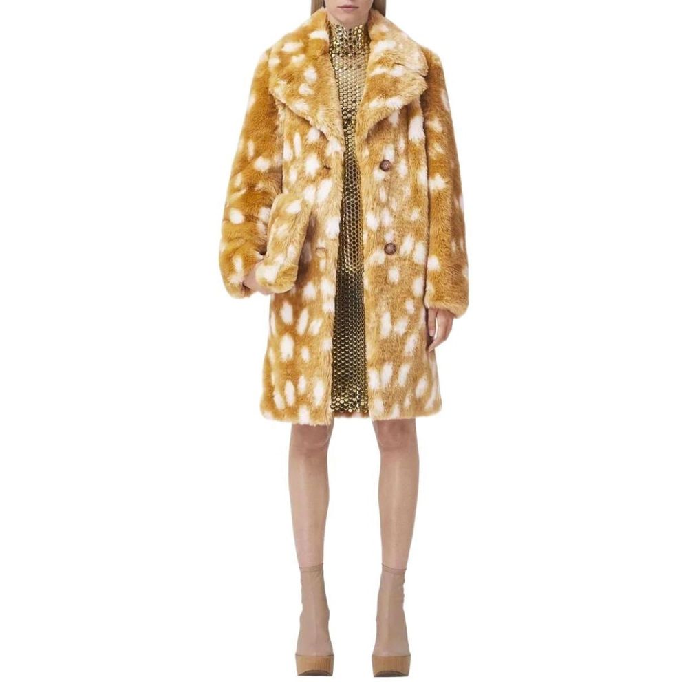 Burberry Beige Faux Fur Animal Print Coat for Women