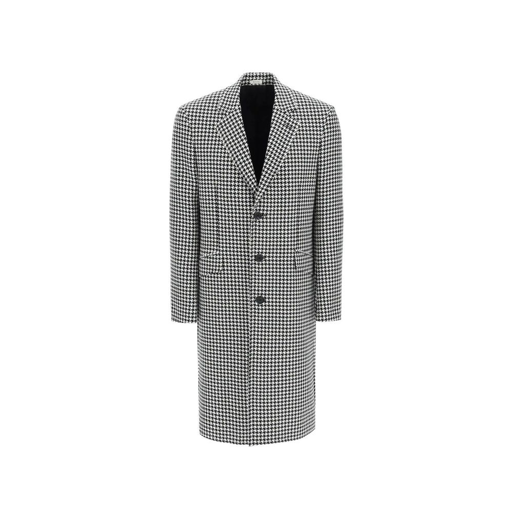 Alexander McQueen Black & White Houndstooth Mid Length Coat for Men
