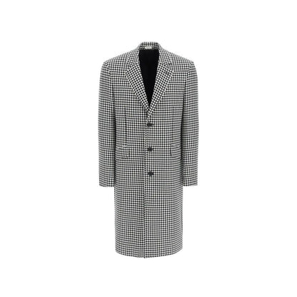 Alexander McQueen Black & White Houndstooth Mid Length Coat for Men
