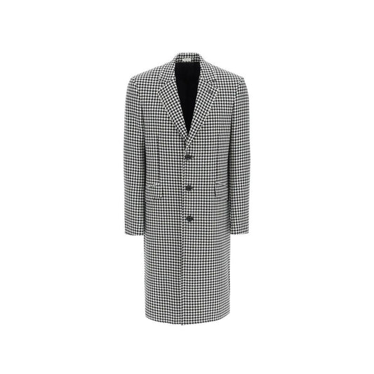 Alexander McQueen Black & White Houndstooth Mid Length Coat for Men