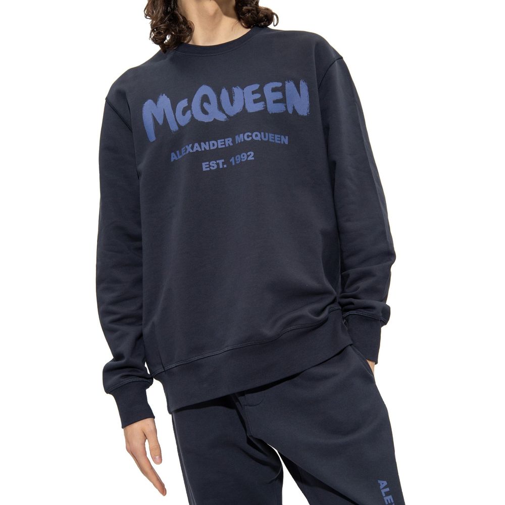 Alexander McQueen Blue Cotton Sweatshirt - A Masterclass in Contemporary Elegance