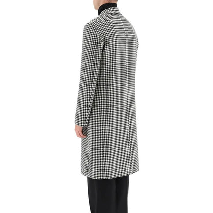 Alexander McQueen Black & White Houndstooth Mid Length Coat for Men
