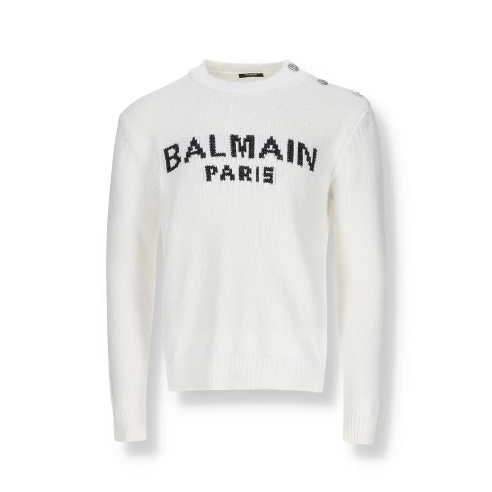 Balmain White Cotton Sweatshirt - Classic & Comfortable