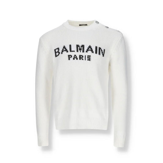 Balmain White Cotton Sweatshirt - Classic & Comfortable