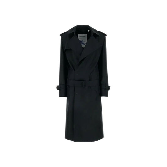 Burberry Black Silk Blend Belted Trench Coat
