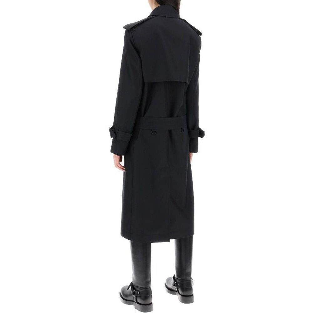 Burberry Black Silk Blend Belted Trench Coat