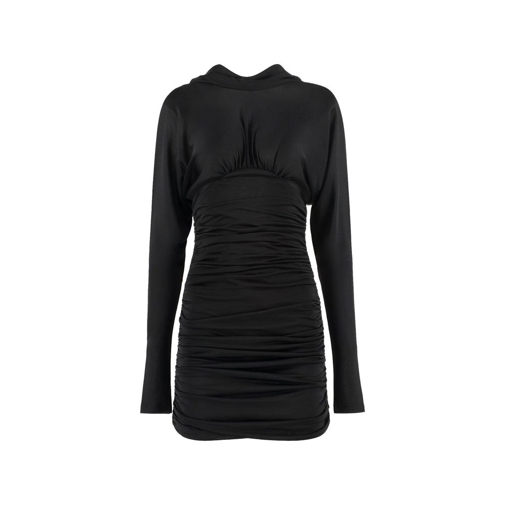 Saint Laurent Black Ruched Mini Dress