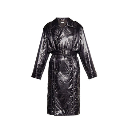 Saint Laurent Glossy Black Padded Trench Coat
