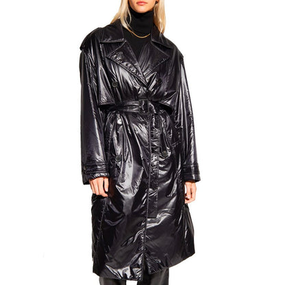 Saint Laurent Glossy Black Padded Trench Coat