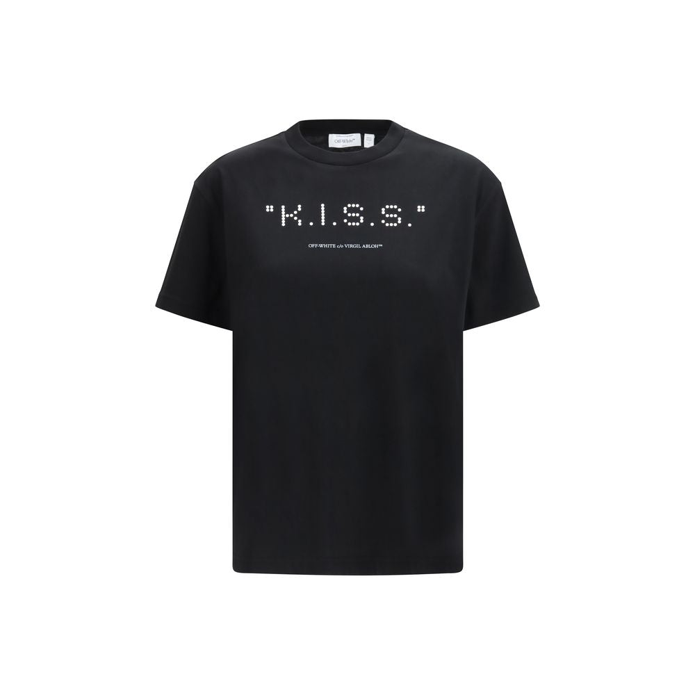 Off-White Black Cotton Sportswear - The Kiss Quote T-shirt