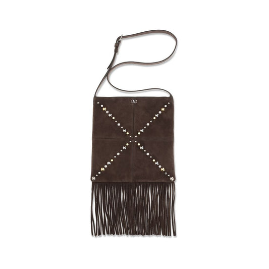 Valentino Garavani Nellcôte Brown Suede Leather Shoulder Bag
