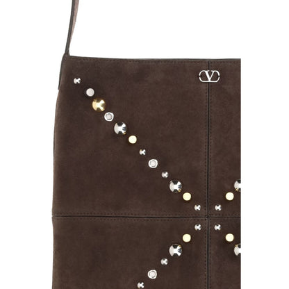 Valentino Garavani Nellcôte Brown Suede Leather Shoulder Bag