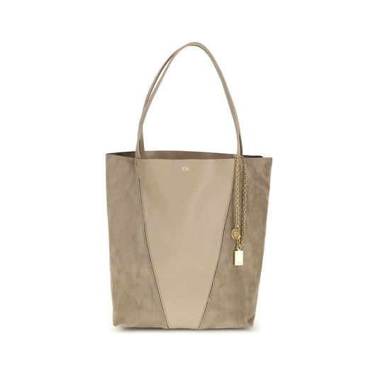 Chloé Beige Suede Leather Spin Shoulder Bag